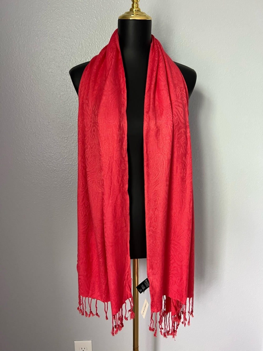 Forever 21 Red Paisley Jacquard Scarf Wrap